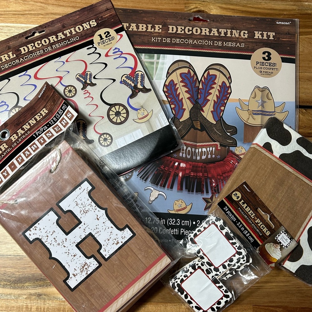 Cowboy Western Birthday Party Decoration & Supply Bundle